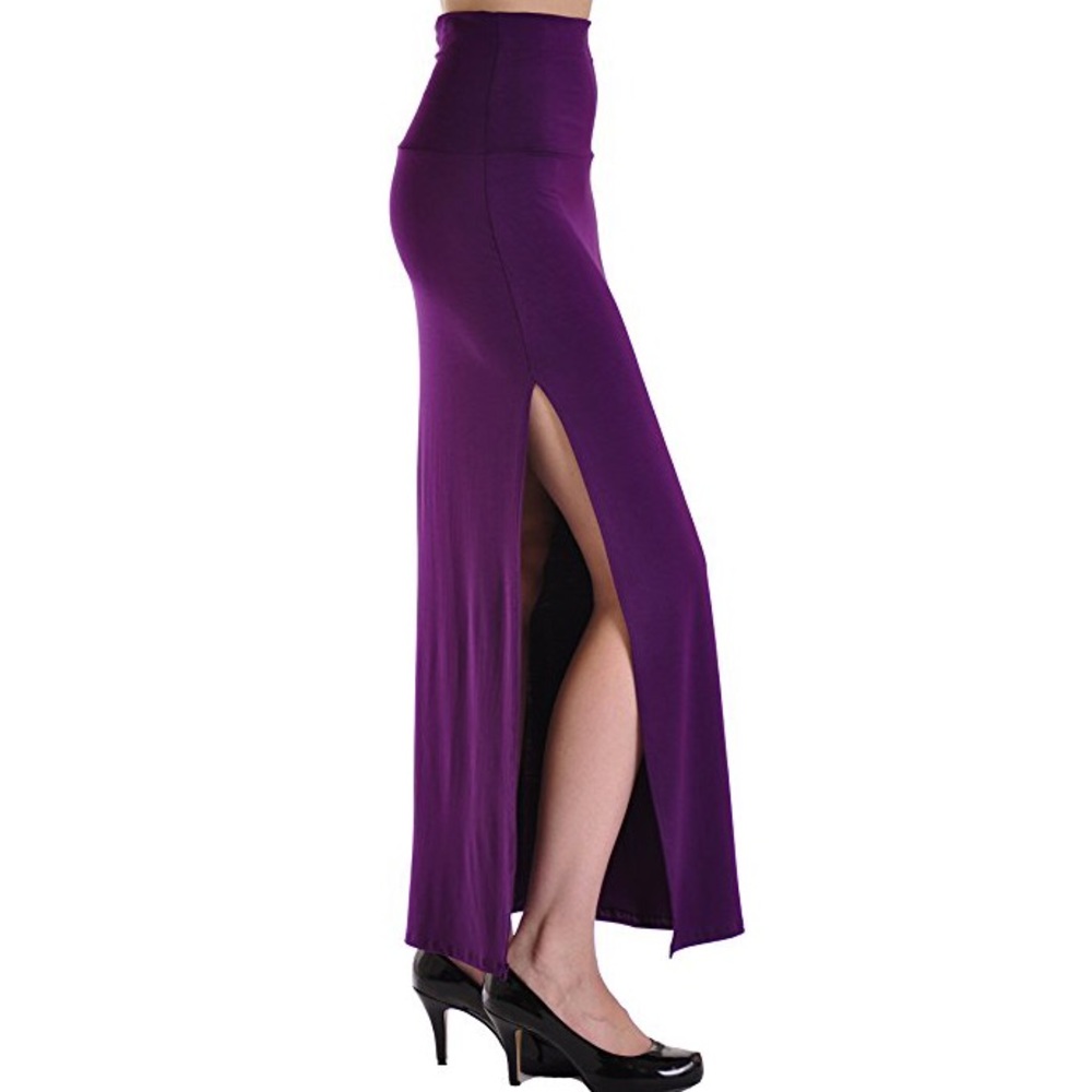One side Slit Maxi Skirt W/foldable waistband NWOT